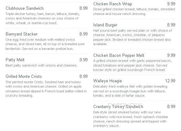 Barker's Island Inn Galley - Superior, WI menu_pic