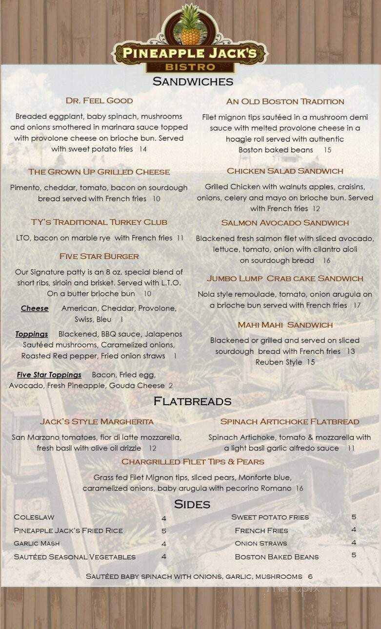 Pineapple Jacks Bistro - Jensen Beach, FL menu_pic