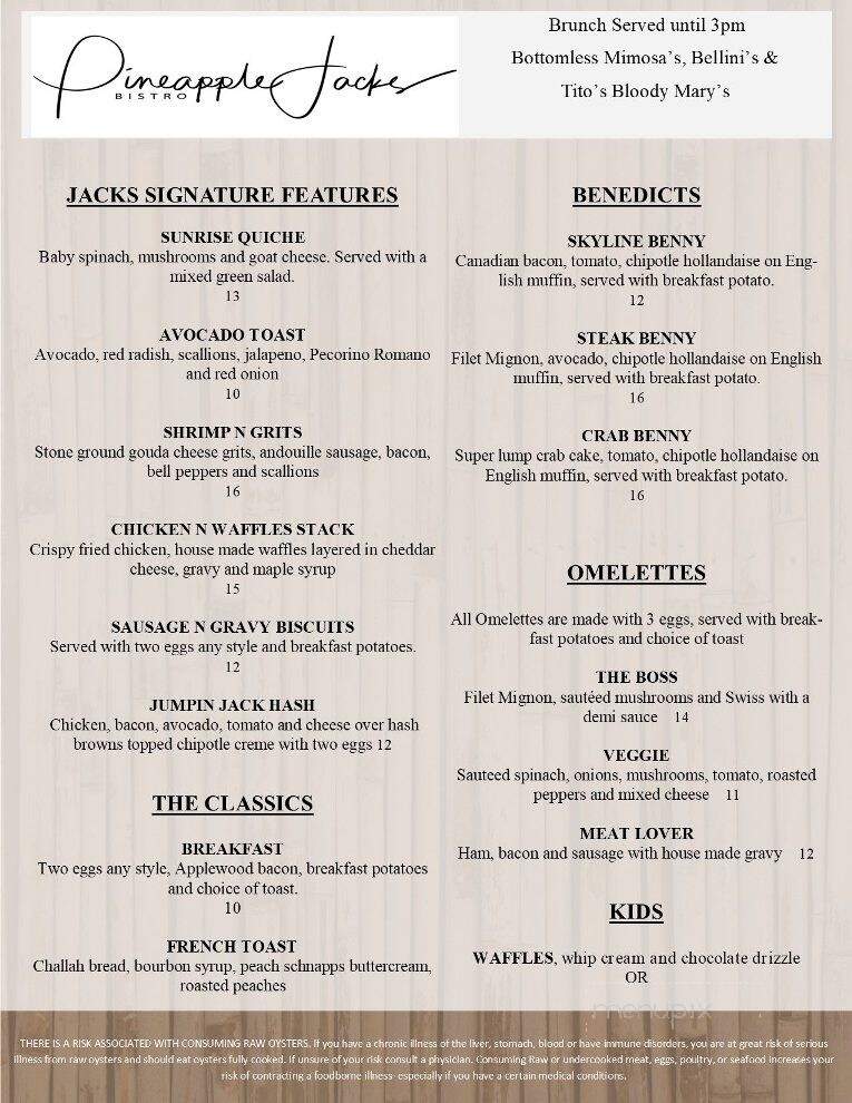Pineapple Jacks Bistro - Jensen Beach, FL menu_pic