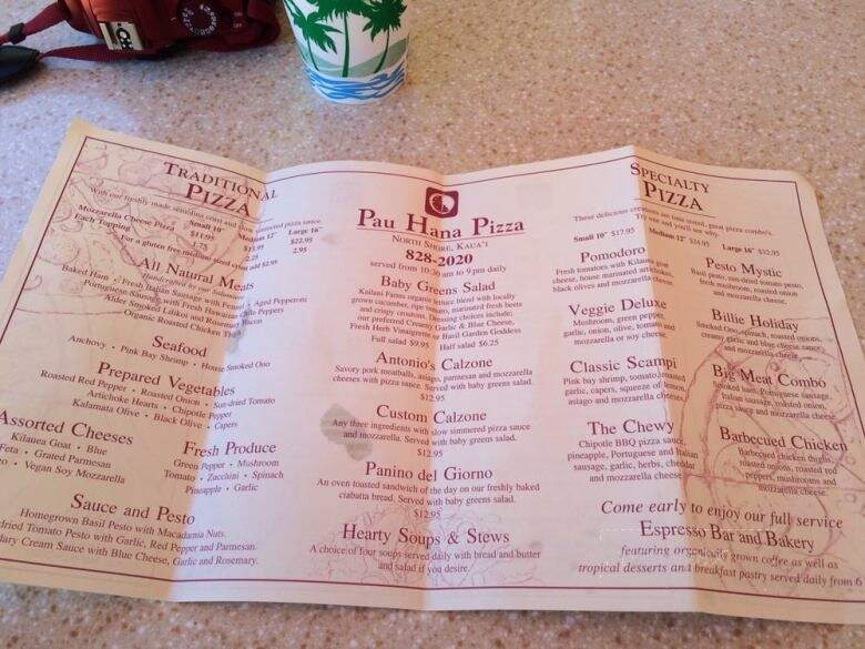 Kilauea Bakery Pau Hana Pizza - Kilauea, HI menu_pic