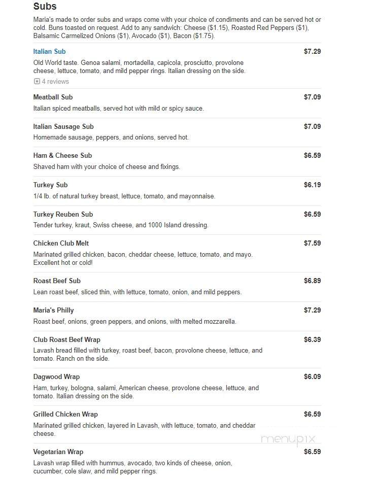 Maria's Italian Bakery - Novi, MI menu_pic