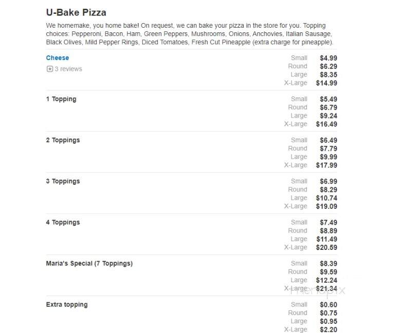 Maria's Italian Bakery - Novi, MI menu_pic