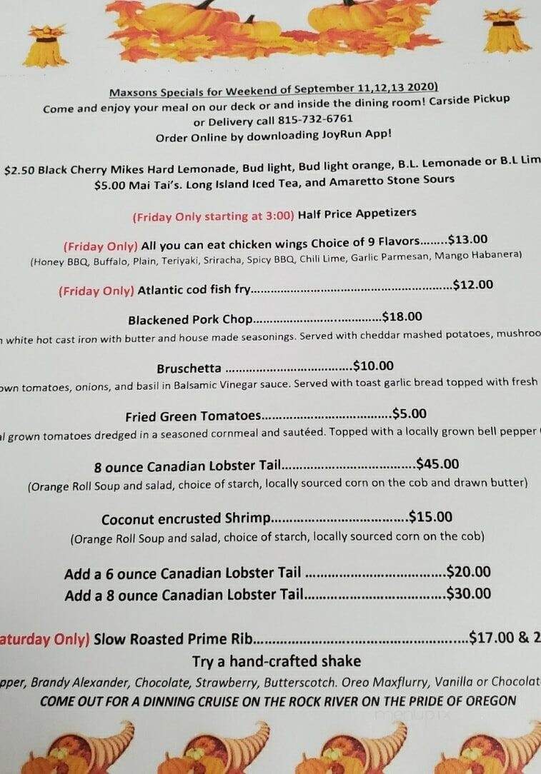 Maxson Riverside Restaurant - Oregon, IL menu_pic