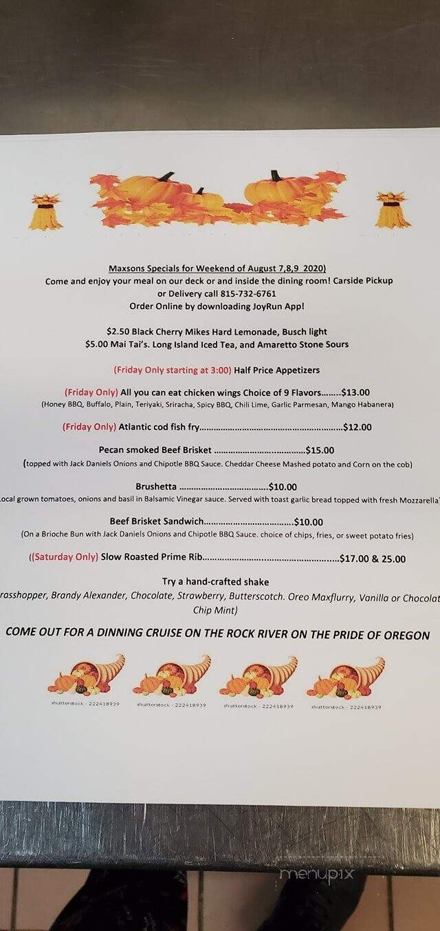 Maxson Riverside Restaurant - Oregon, IL menu_pic