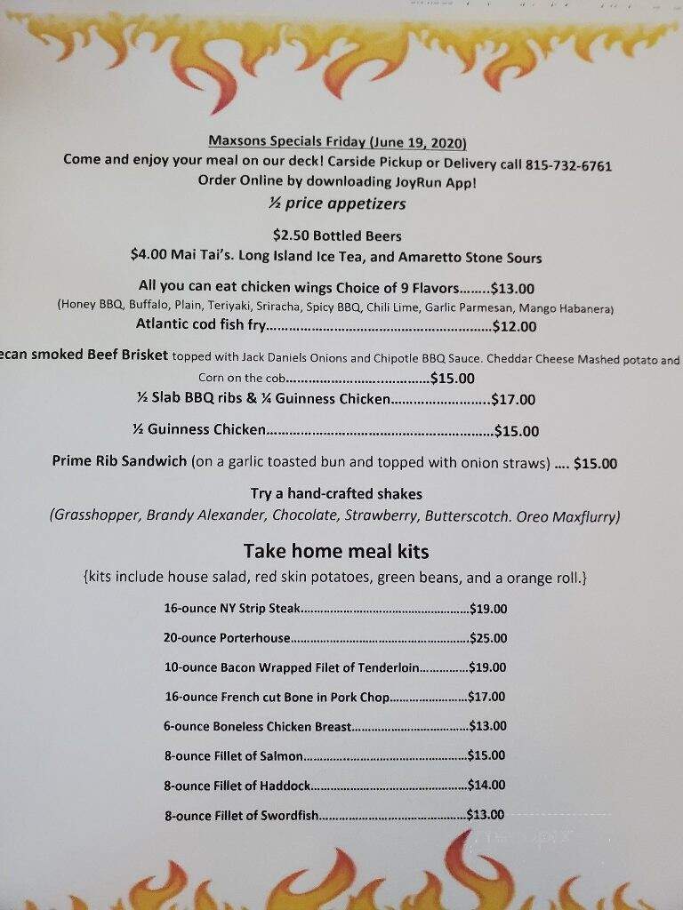 Maxson Riverside Restaurant - Oregon, IL menu_pic