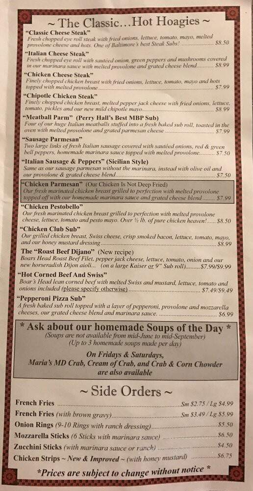 Cannella's Italian Eatery - Nottingham, MD menu_pic
