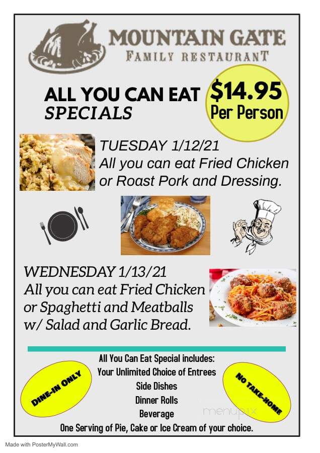 Mountain Gate Family Restaurant - Thurmont, MD menu_pic