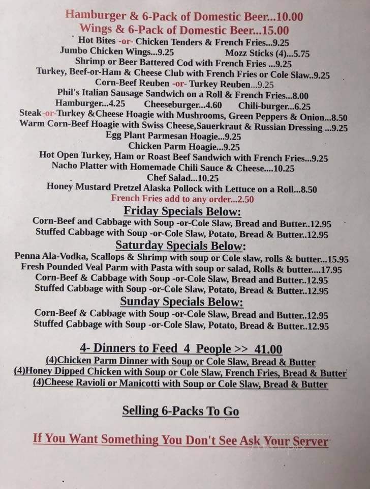 Cordaro's Restaurant & Lounge - Honesdale, PA menu_pic