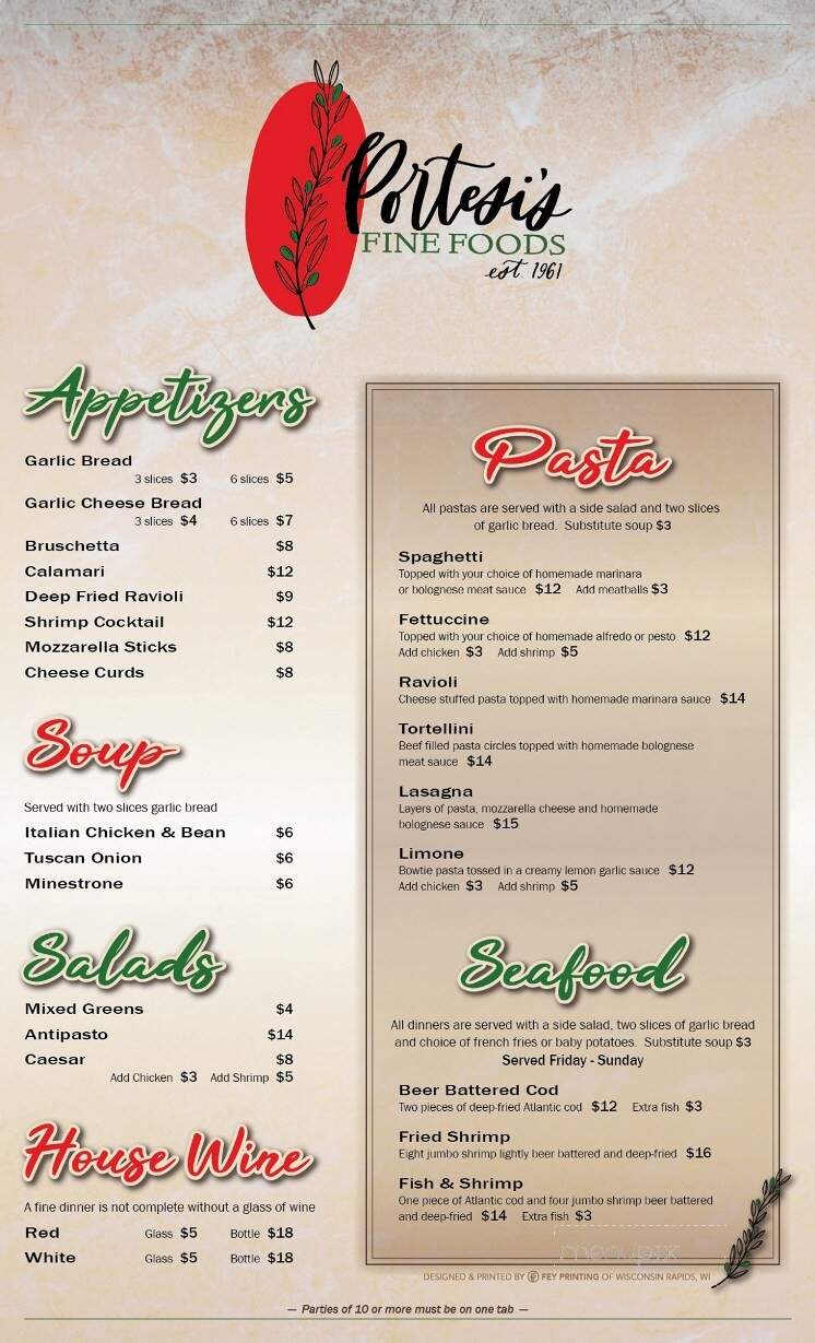 Portesi Fine Foods - Wisconsin Rapids, WI menu_pic