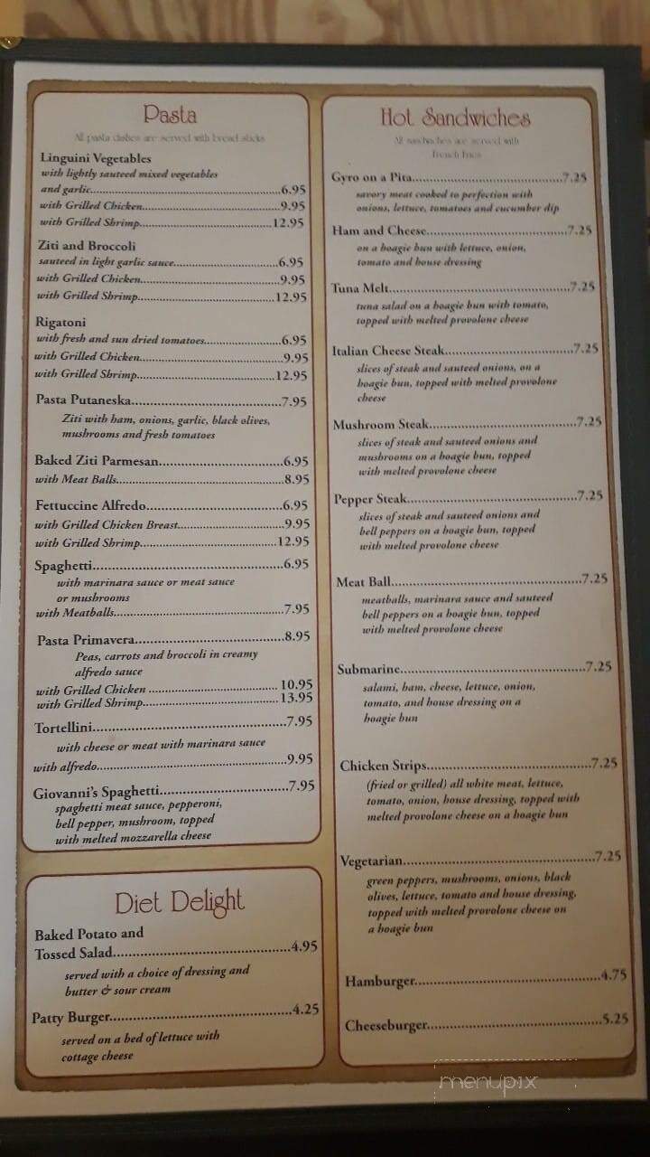 Giovannis - Oneonta, AL menu_pic