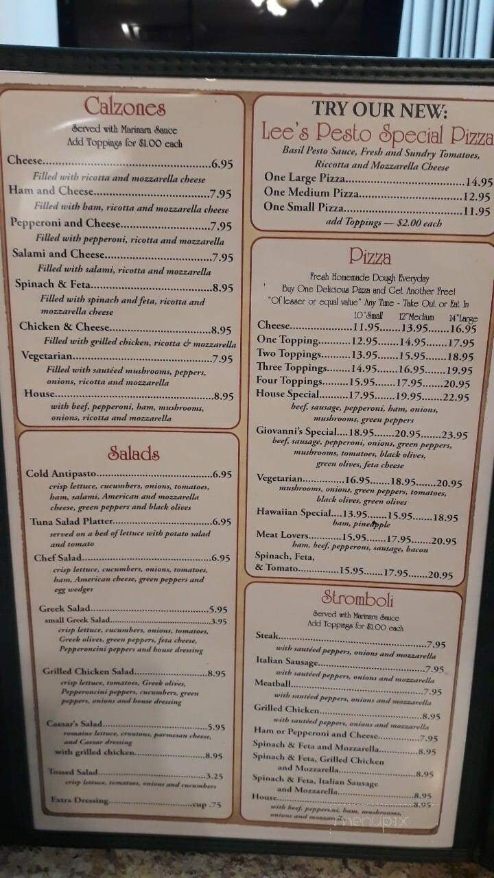 Giovannis - Oneonta, AL menu_pic