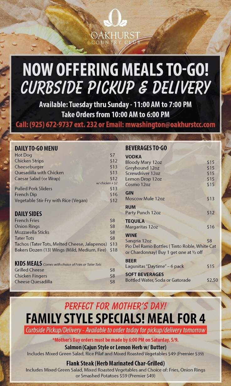 Club At Oakhurst - Clayton, CA menu_pic
