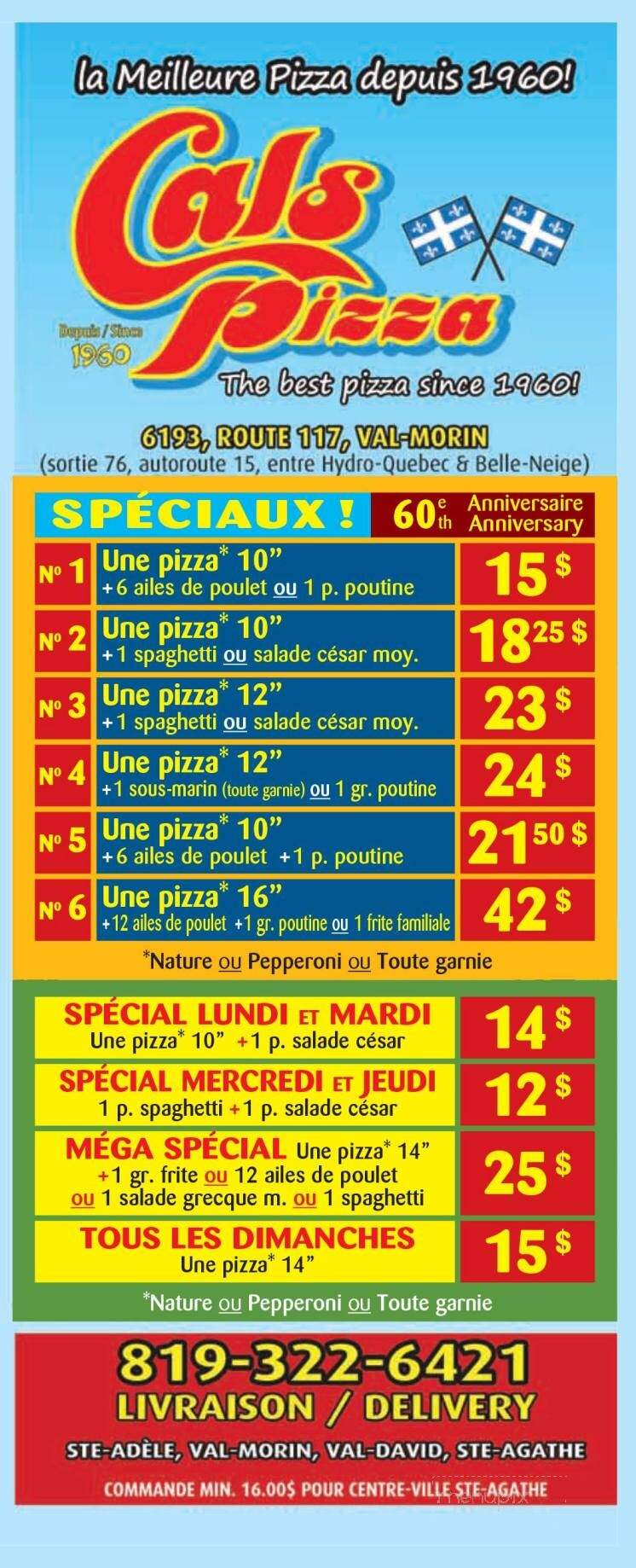 Cal's Pizza - Val-Morin, QC menu_pic