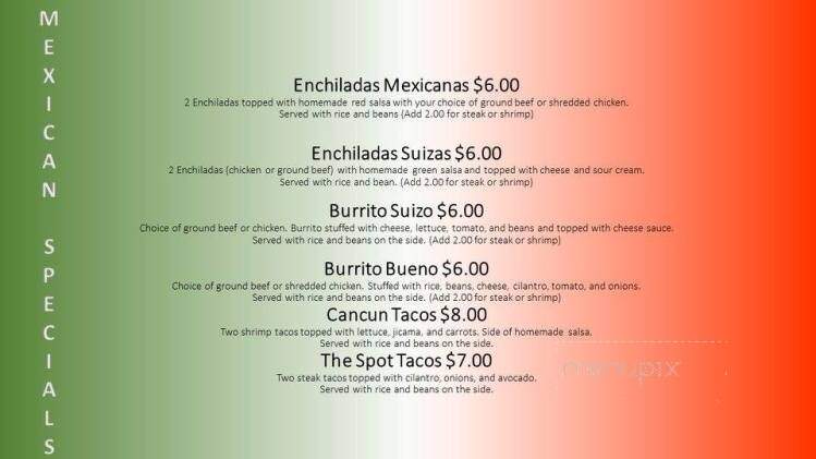 The Spot on broadway - Waukesha, WI menu_pic