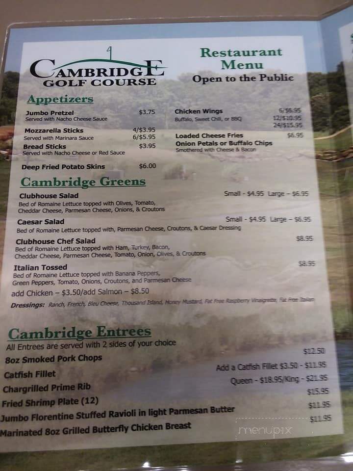 Cambridge Grill - Evansville, IN menu_pic