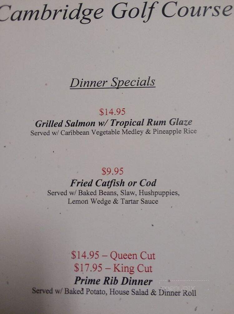 Cambridge Grill - Evansville, IN menu_pic