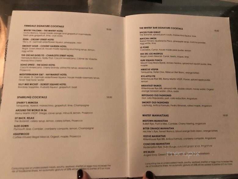 The Whitby Bar and Restaurant - New York, NY menu_pic