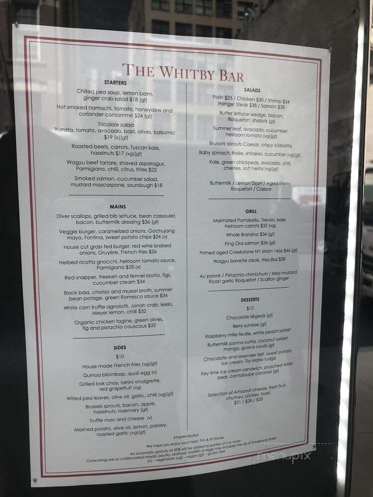 The Whitby Bar and Restaurant - New York, NY menu_pic