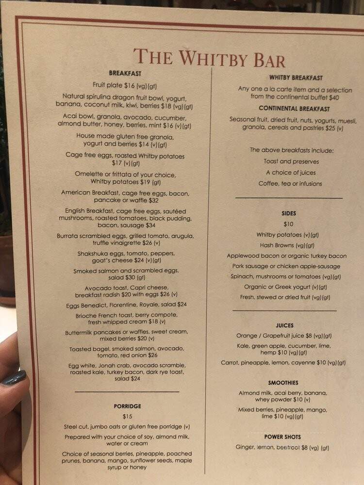 The Whitby Bar and Restaurant - New York, NY menu_pic