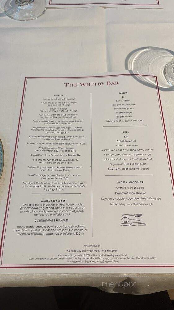The Whitby Bar and Restaurant - New York, NY menu_pic