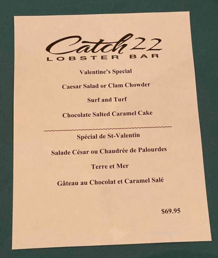 Catch 22 - Moncton, NB menu_pic