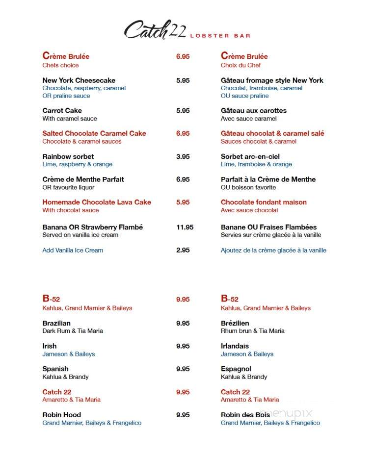 Catch 22 - Moncton, NB menu_pic