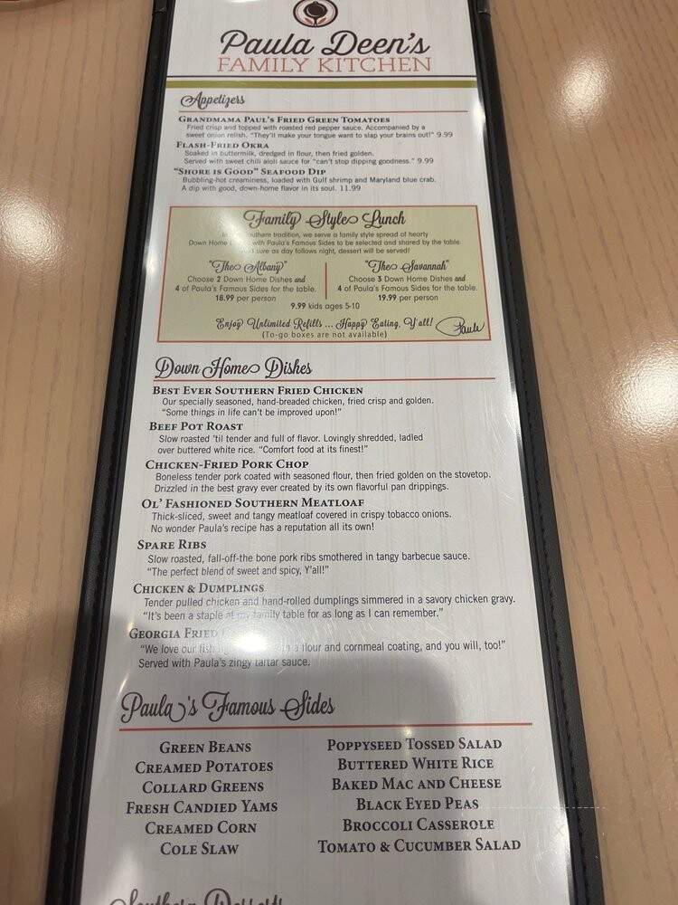 Paula Deen's Family Kitchen - Panama City Beach, FL menu_pic