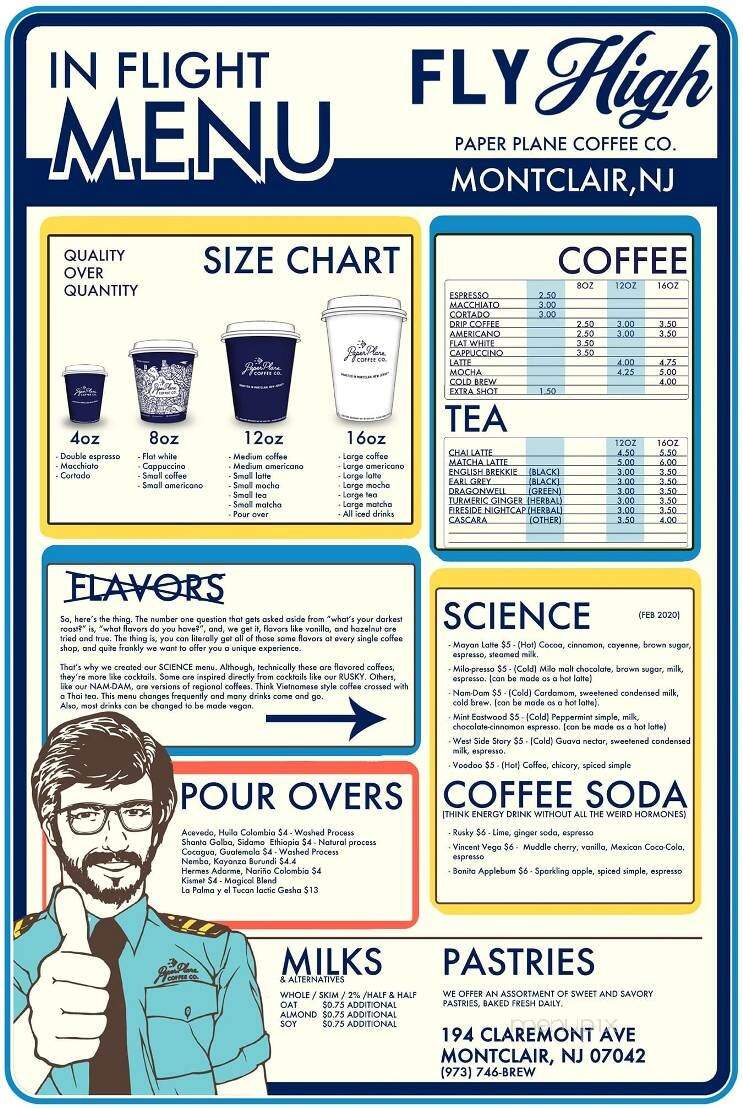 Paper Plane Coffee - Montclair, NJ menu_pic