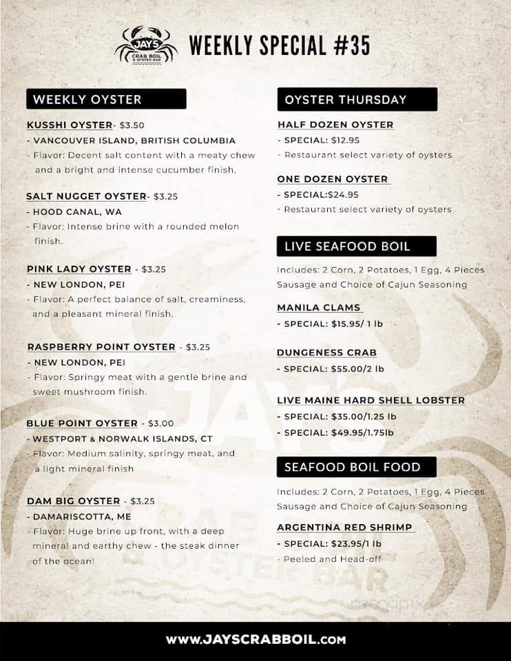 Jay's Crab Boil & Oyster Bar - Pickerington, OH menu_pic