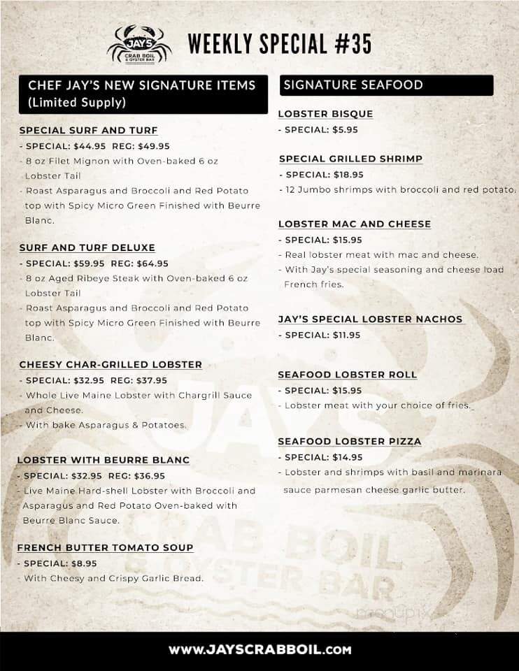 Jay's Crab Boil & Oyster Bar - Pickerington, OH menu_pic