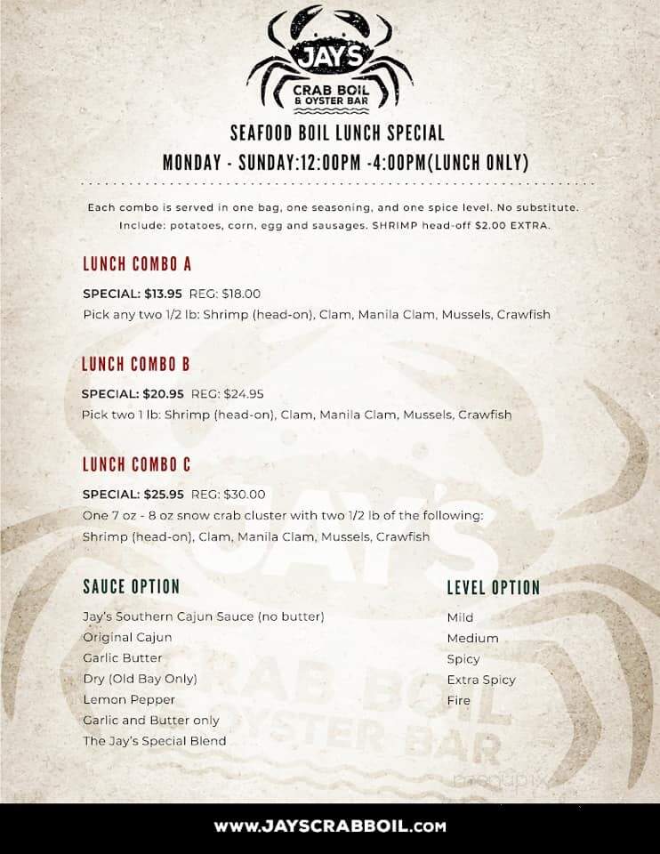 Jay's Crab Boil & Oyster Bar - Pickerington, OH menu_pic