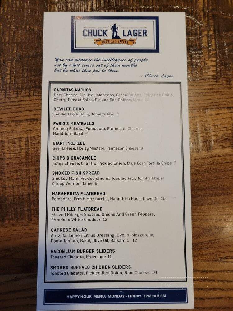 Chuck Lager America's Tavern - Wesley Chapel, FL menu_pic