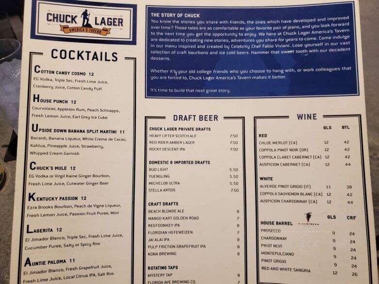 Chuck Lager America's Tavern - Wesley Chapel, FL menu_pic