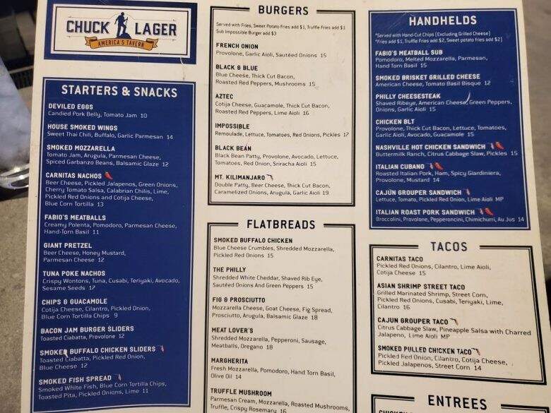 Chuck Lager America's Tavern - Wesley Chapel, FL menu_pic