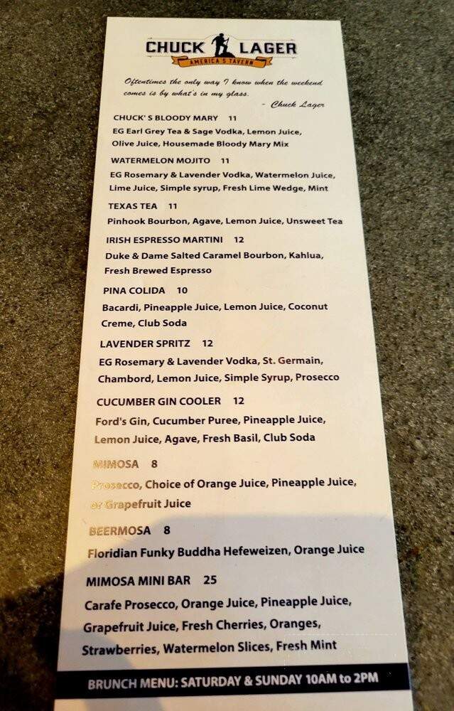 Chuck Lager America's Tavern - Wesley Chapel, FL menu_pic