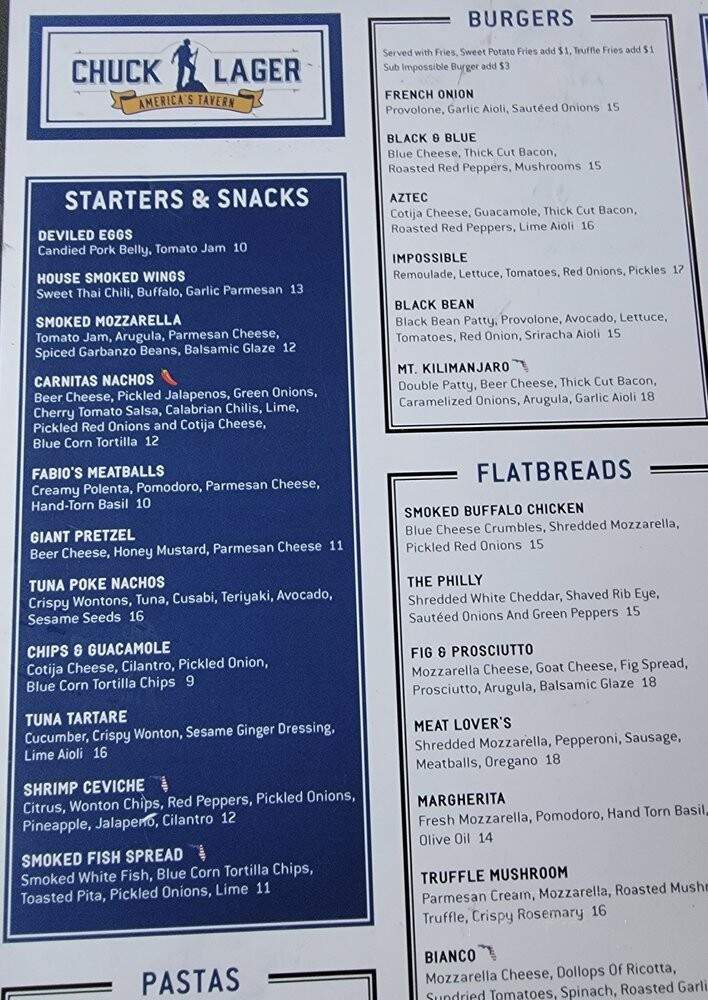Chuck Lager America's Tavern - Wesley Chapel, FL menu_pic