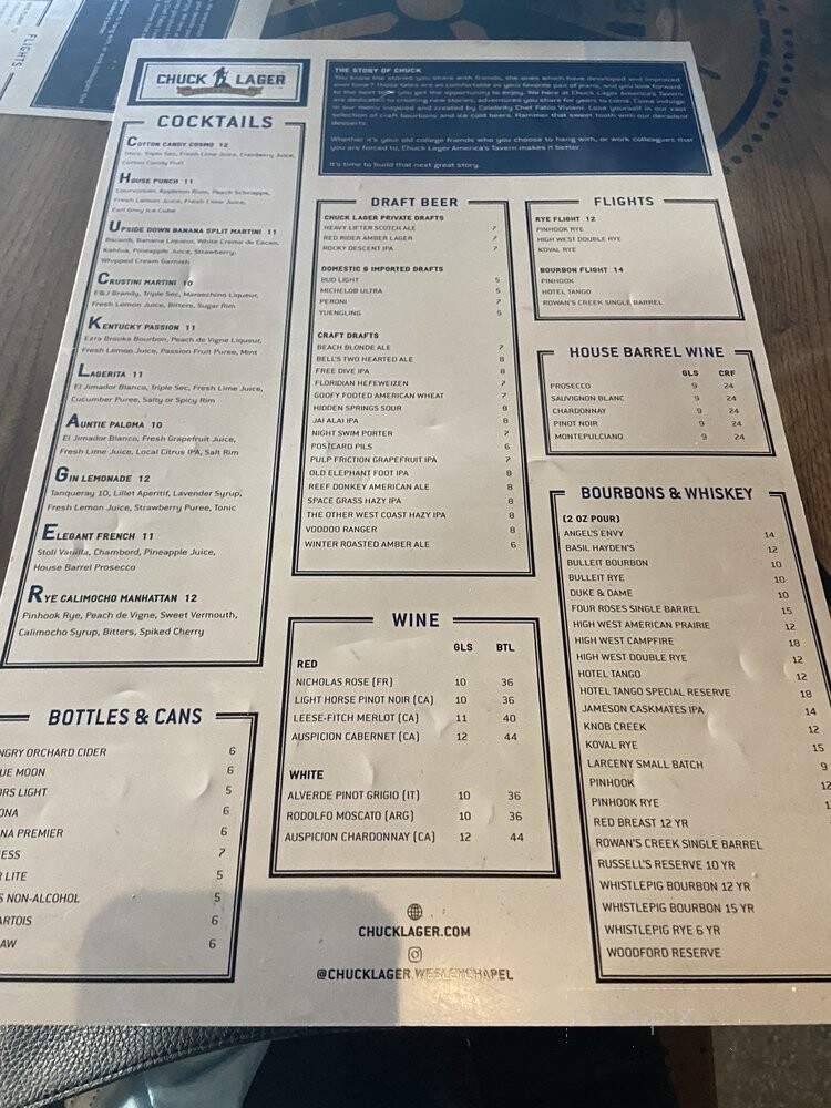 Chuck Lager America's Tavern - Wesley Chapel, FL menu_pic