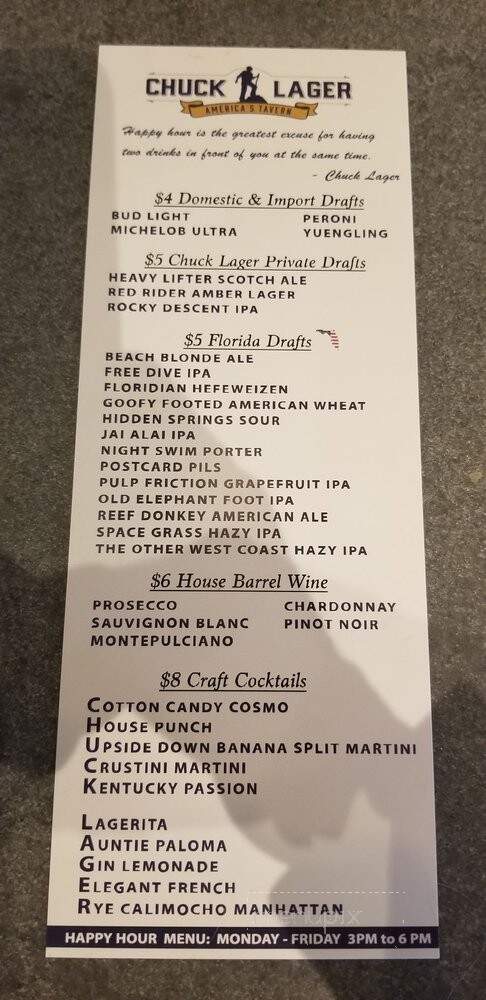 Chuck Lager America's Tavern - Wesley Chapel, FL menu_pic