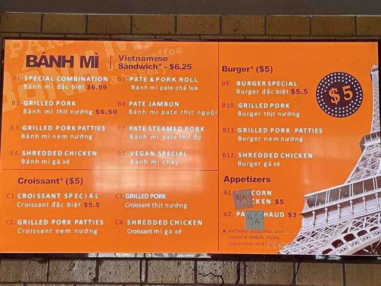 Paris Banh Mi Cafe - Broomfield, CO menu_pic