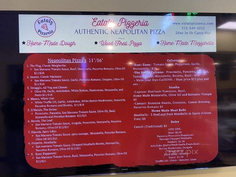 Eataly Pizzeria - Manor, TX menu_pic