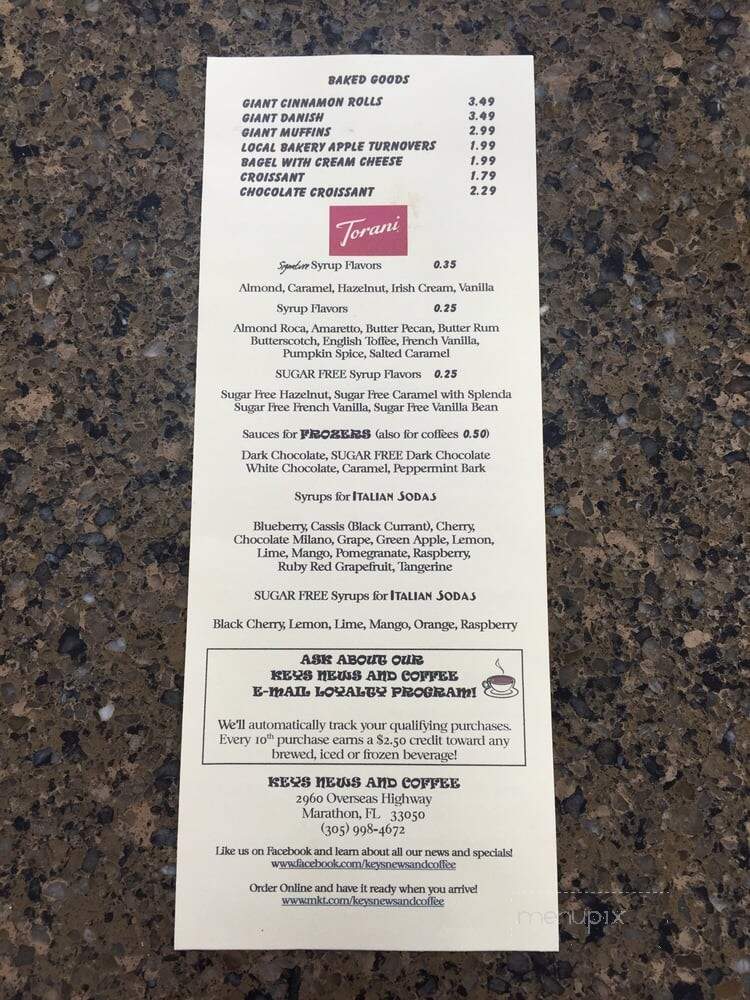 Keys News & Coffee - Marathon, FL menu_pic