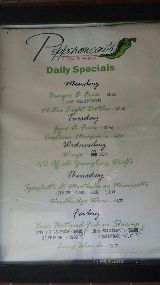 Pepperoncini's Pizza - Oakdale, PA menu_pic