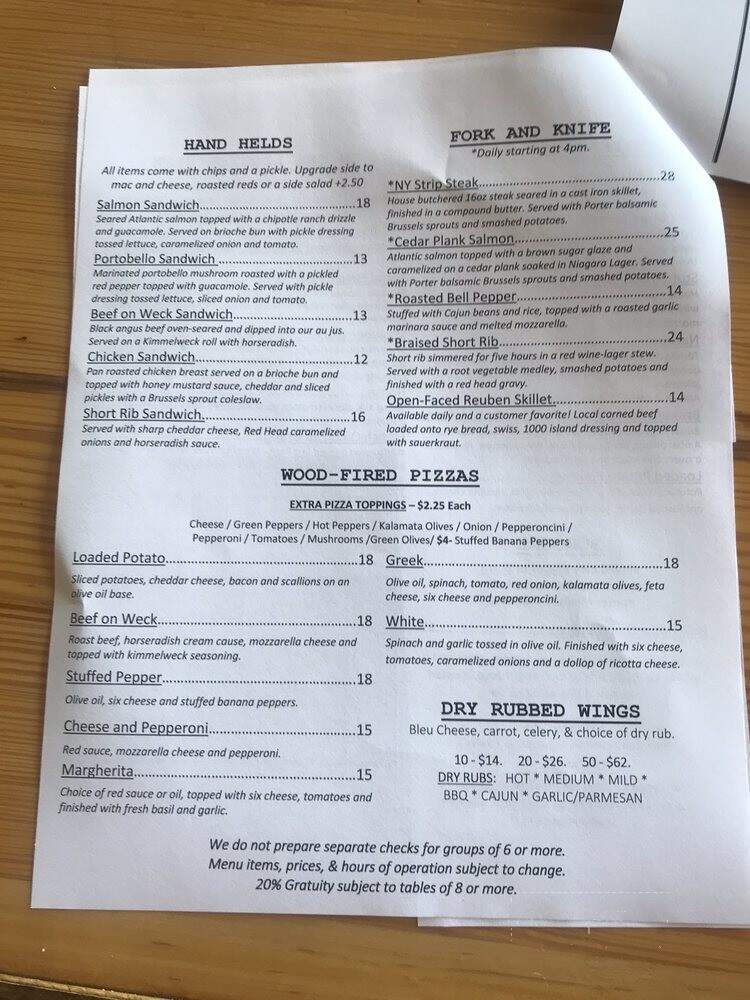 Woodcock Brothers Brewery - Wilson, NY menu_pic