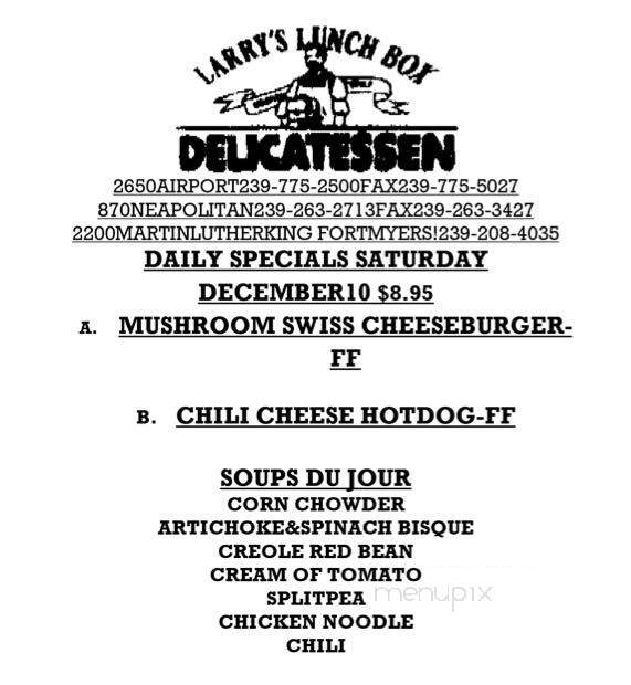 Larrys Lunchbox - Naples, FL menu_pic