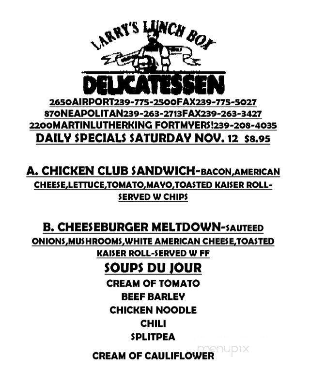 Larrys Lunchbox - Naples, FL menu_pic