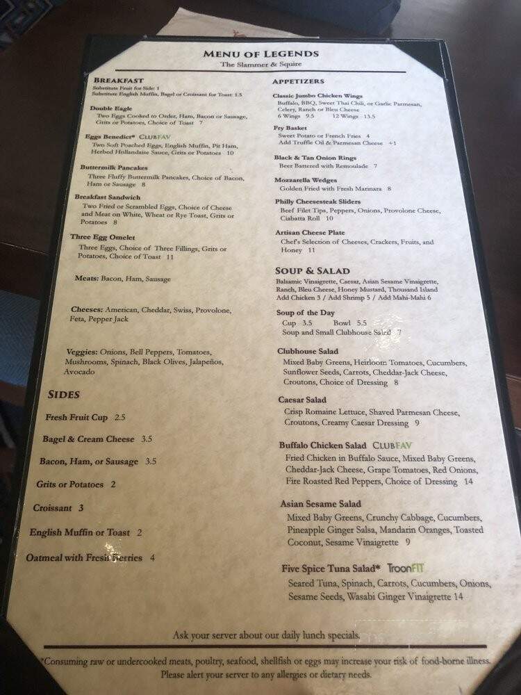 The Legends Grille - St Augustine, FL menu_pic