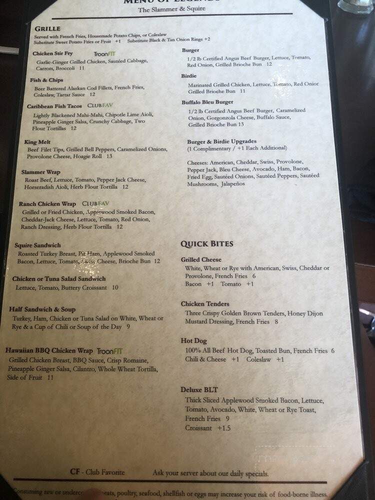 The Legends Grille - St Augustine, FL menu_pic