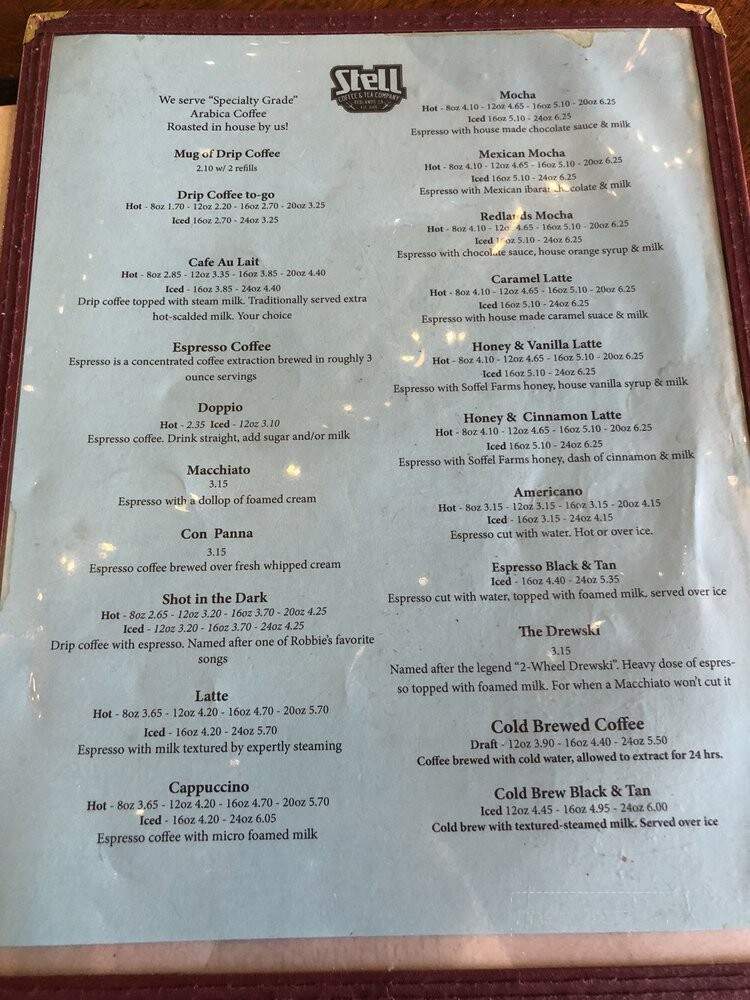 Stell Coffee and Tea Co. - Redlands, CA menu_pic
