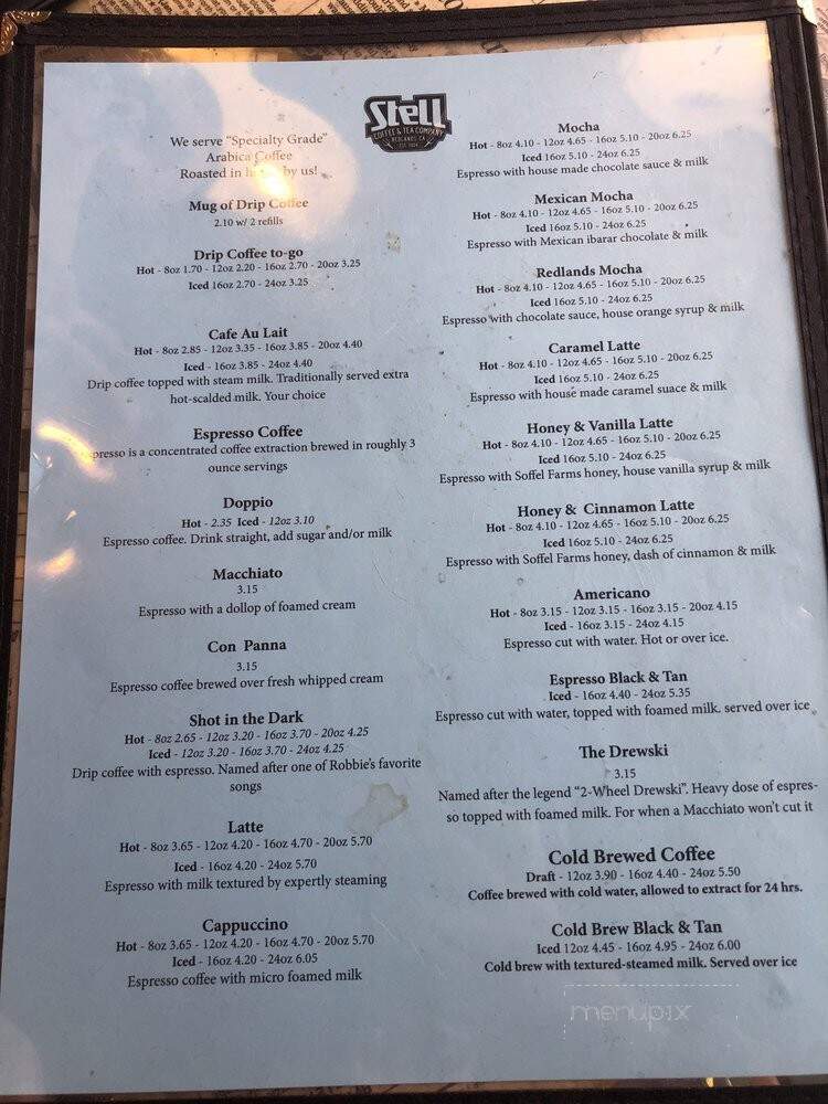 Stell Coffee and Tea Co. - Redlands, CA menu_pic