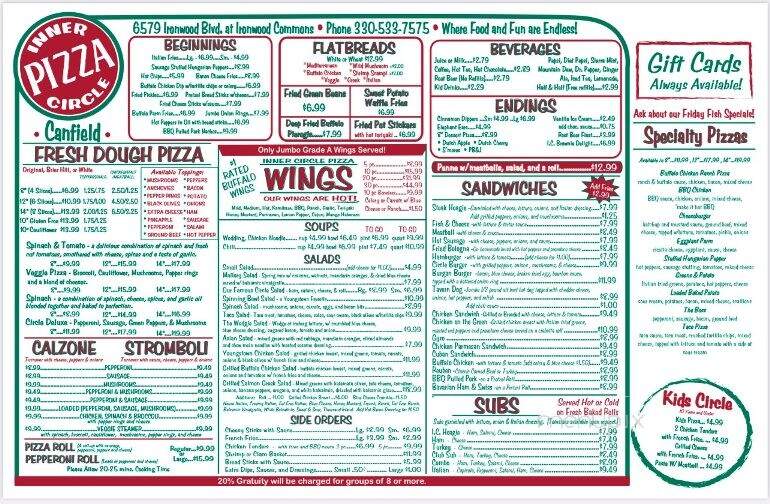 Inner Circle Pizza - Canfield, OH menu_pic